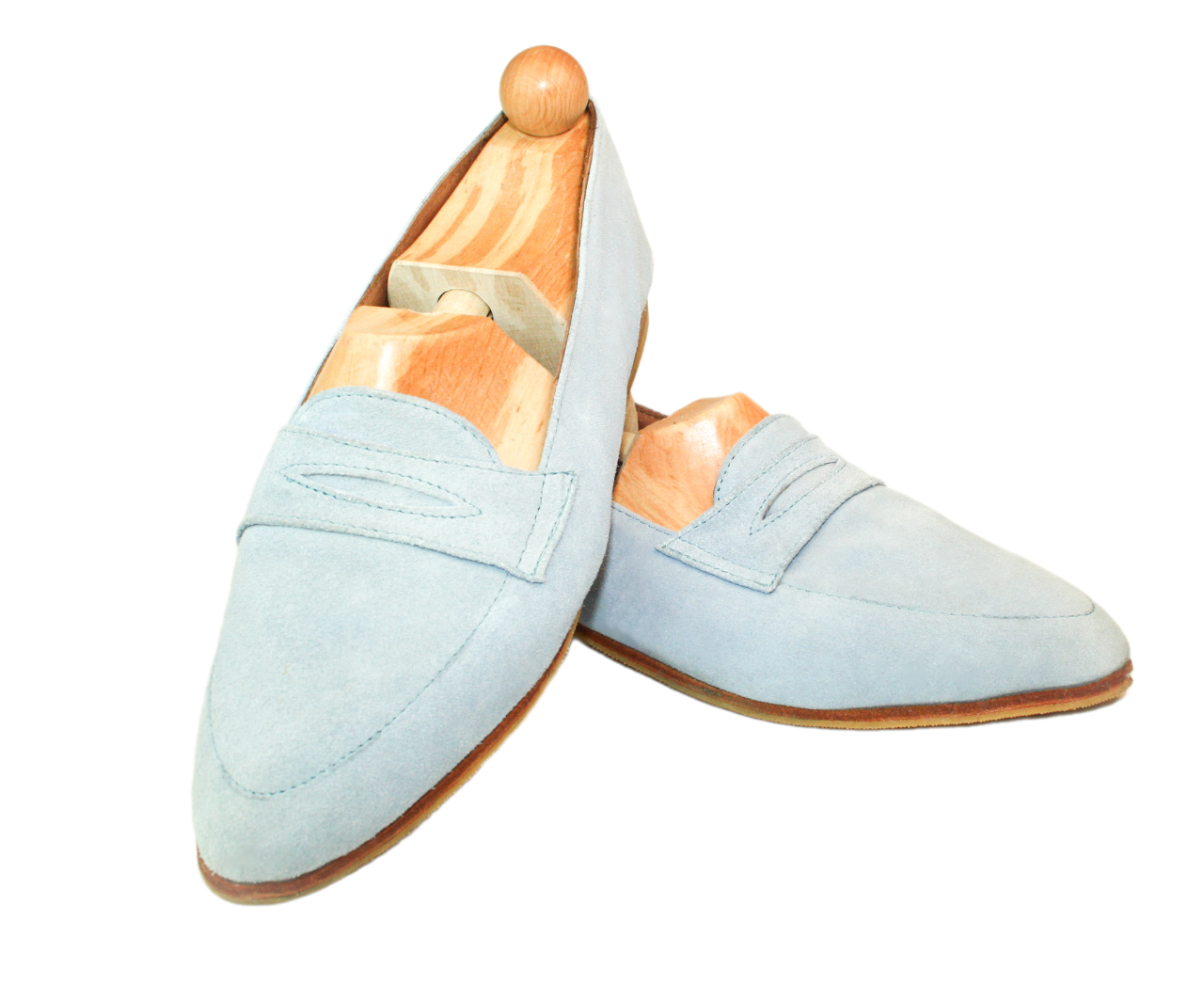 Light blue suede loafer model