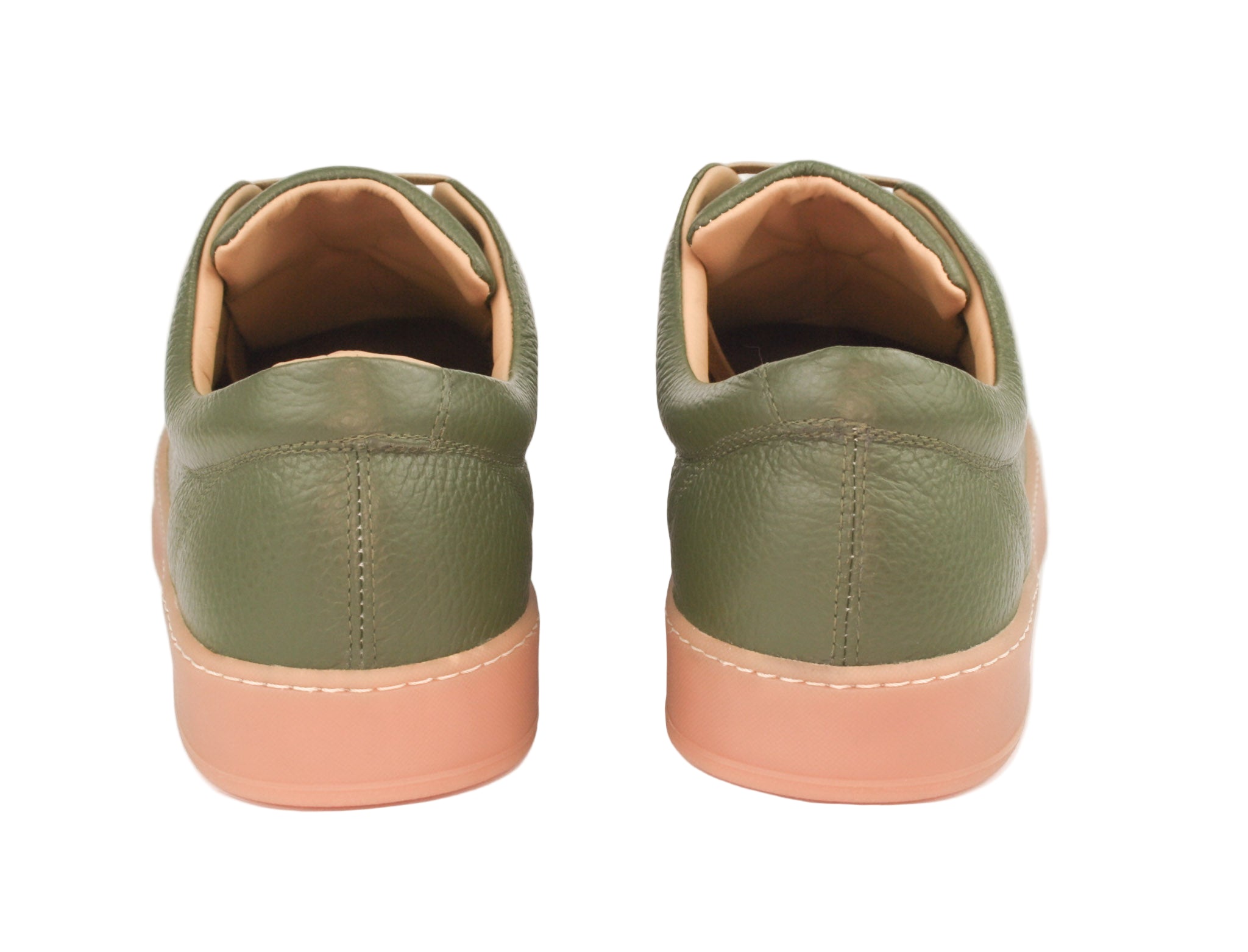 Exclusive olive-green sneaker with beige sole