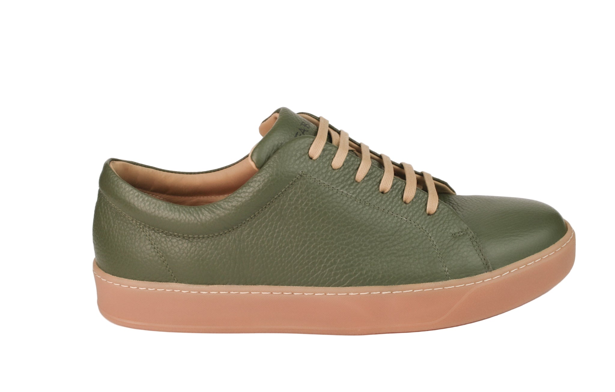 Exclusive olive-green sneaker with beige sole
