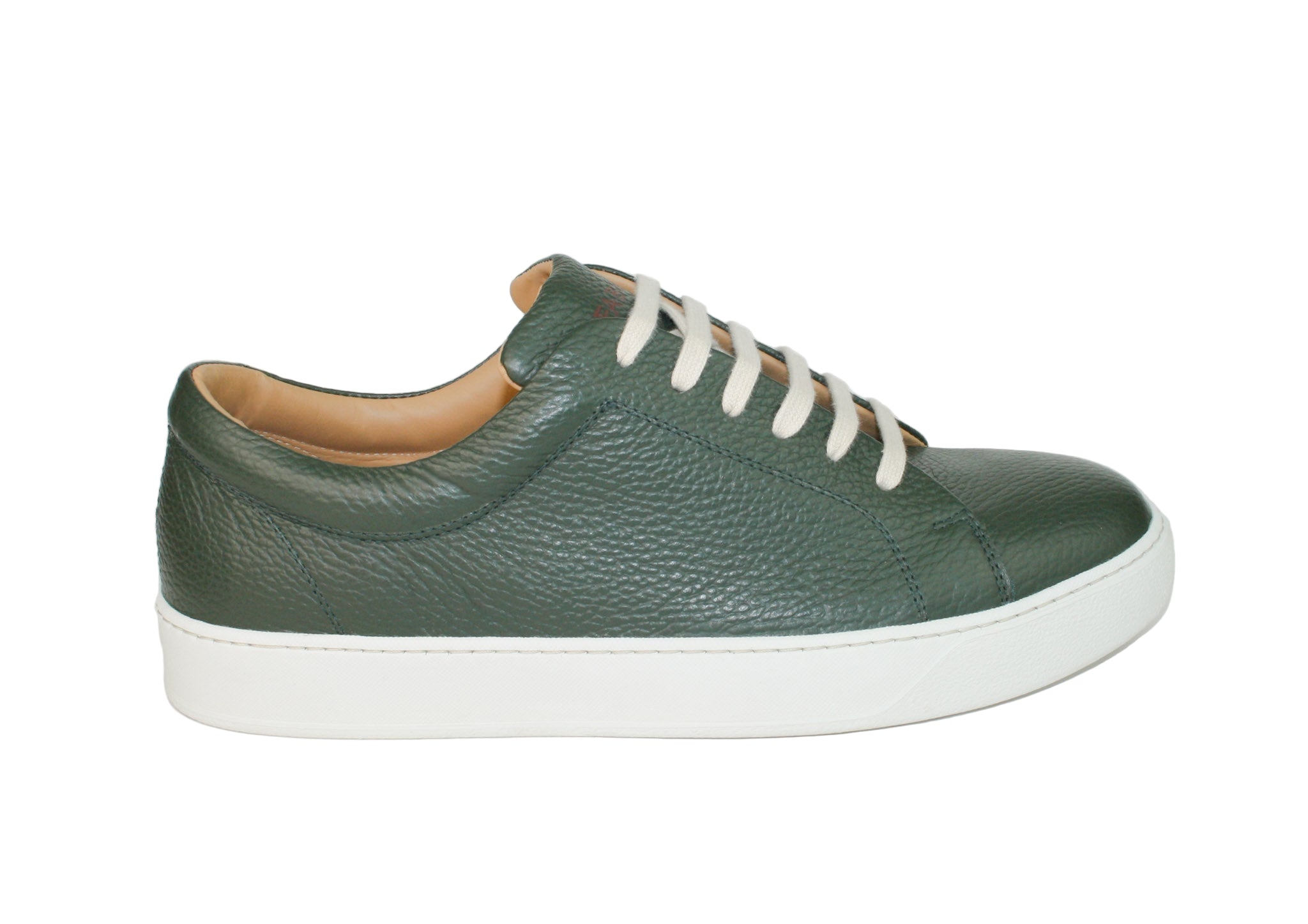 Exclusive dark green sneaker with white sole