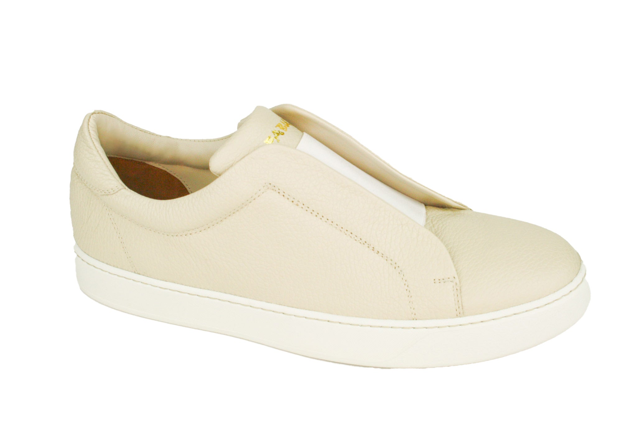 Exclusive light beige sneaker with white sole