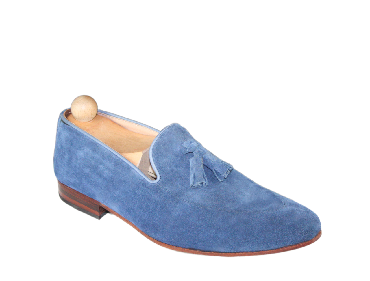 Classic blue suede Tassel loafer model