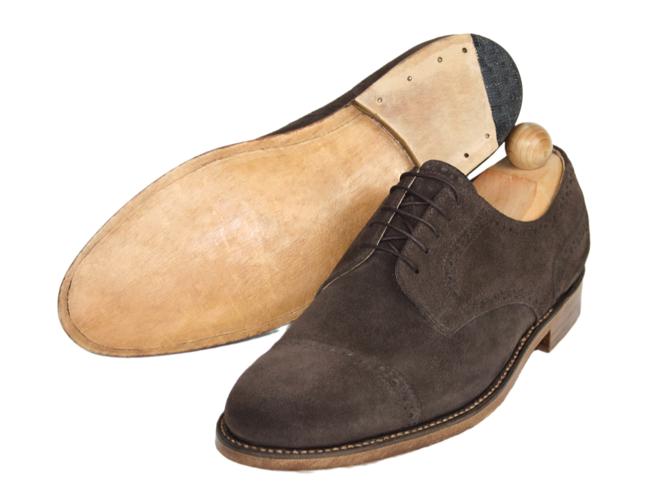 Classic dark brown suede Vienna model