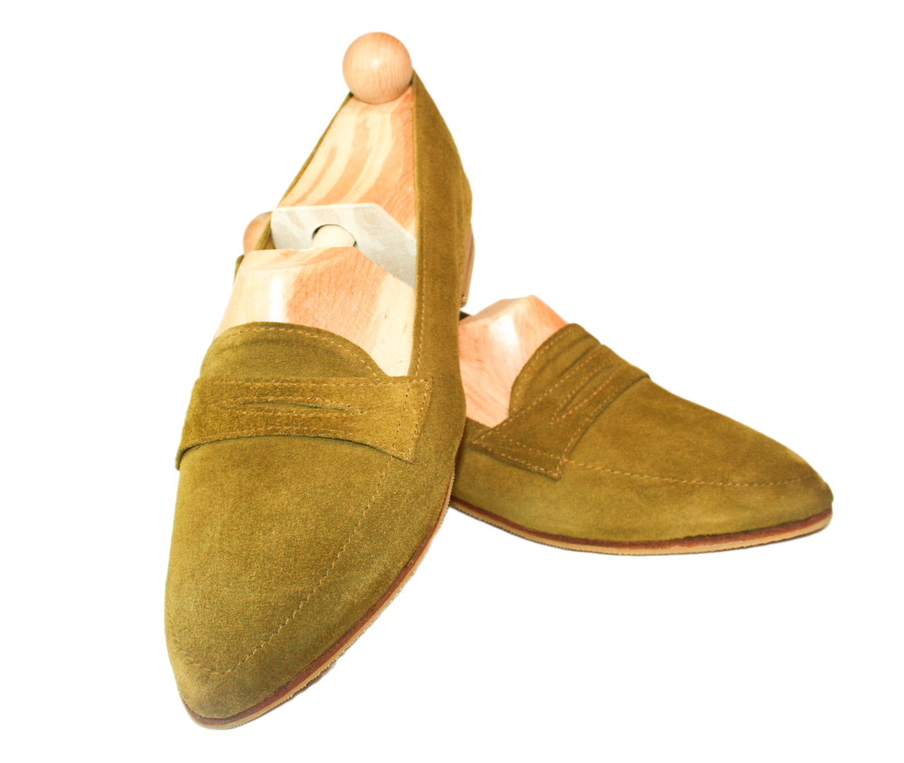 Mustard suede loafer model