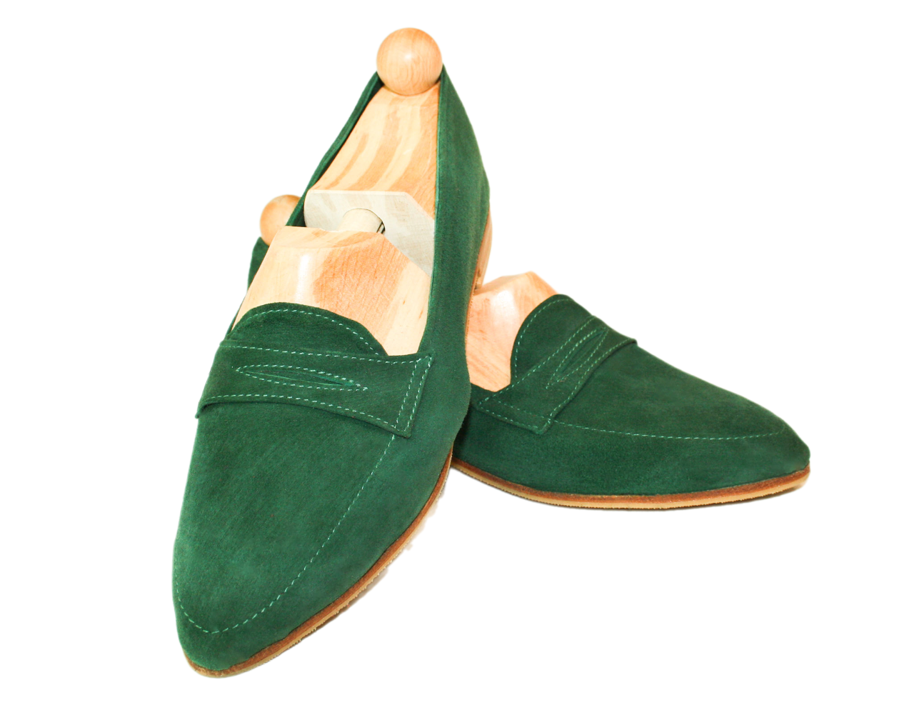 Dark green suede loafer model
