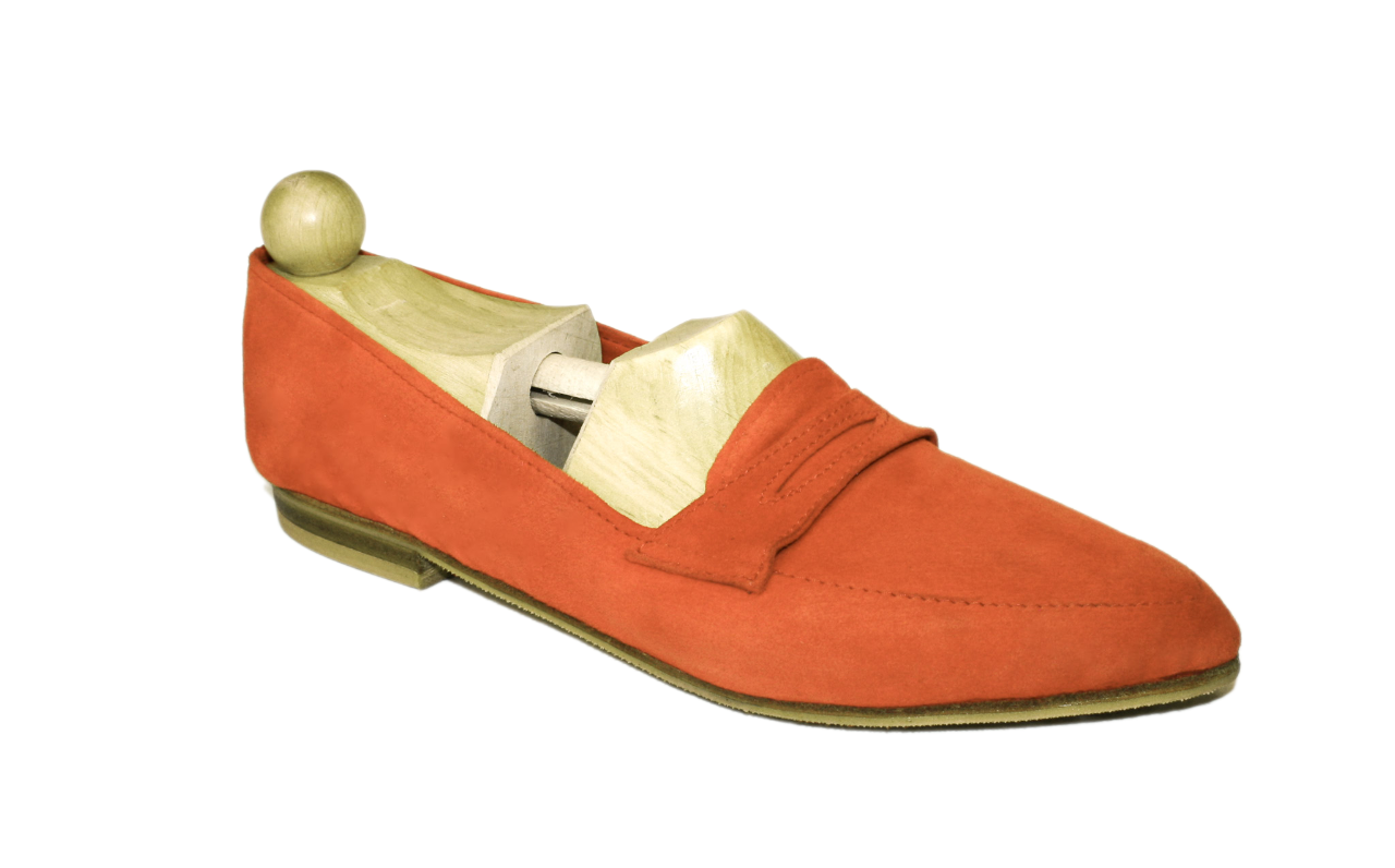 Corall red suede loafer model