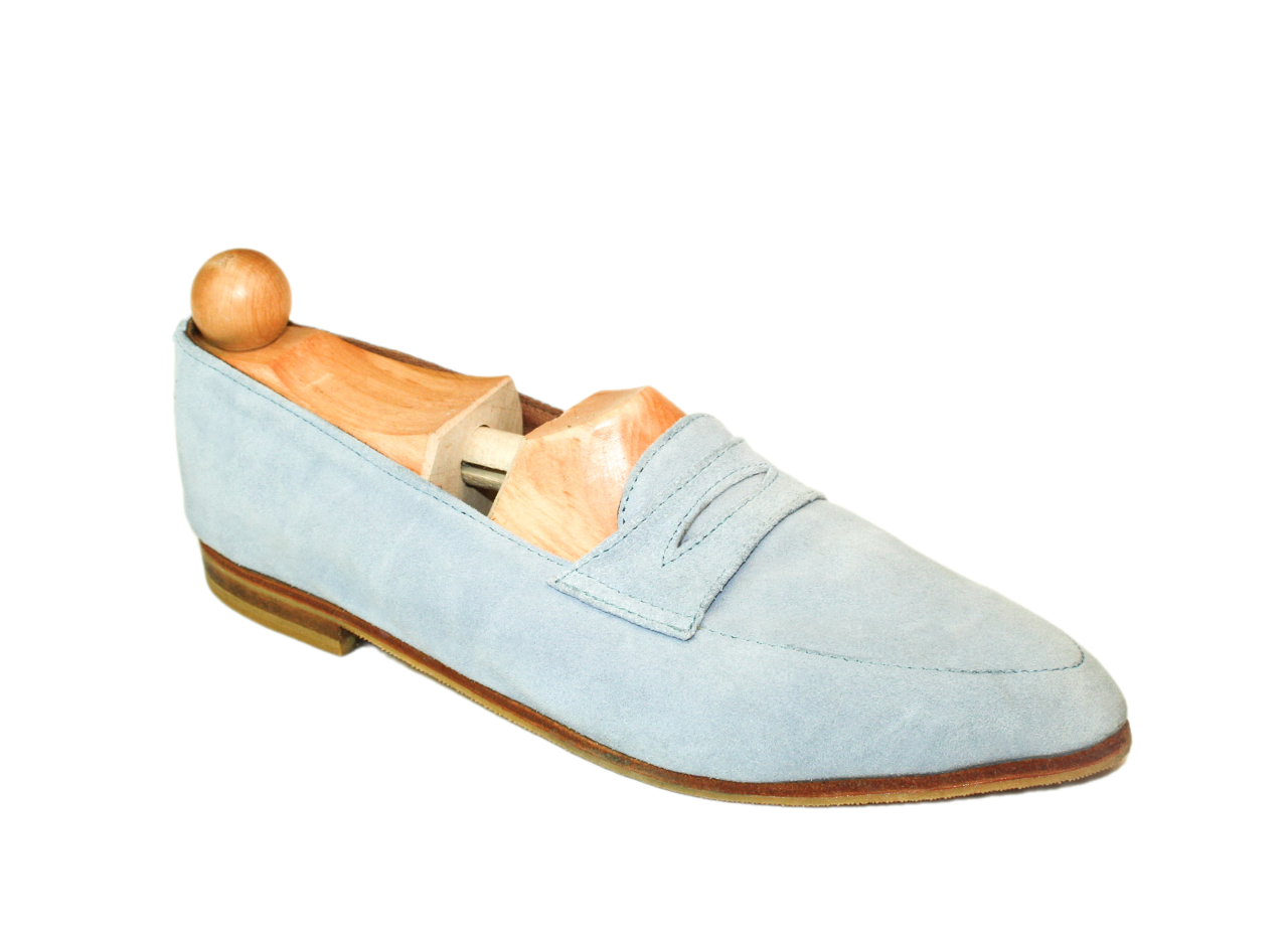 Light blue suede loafer model
