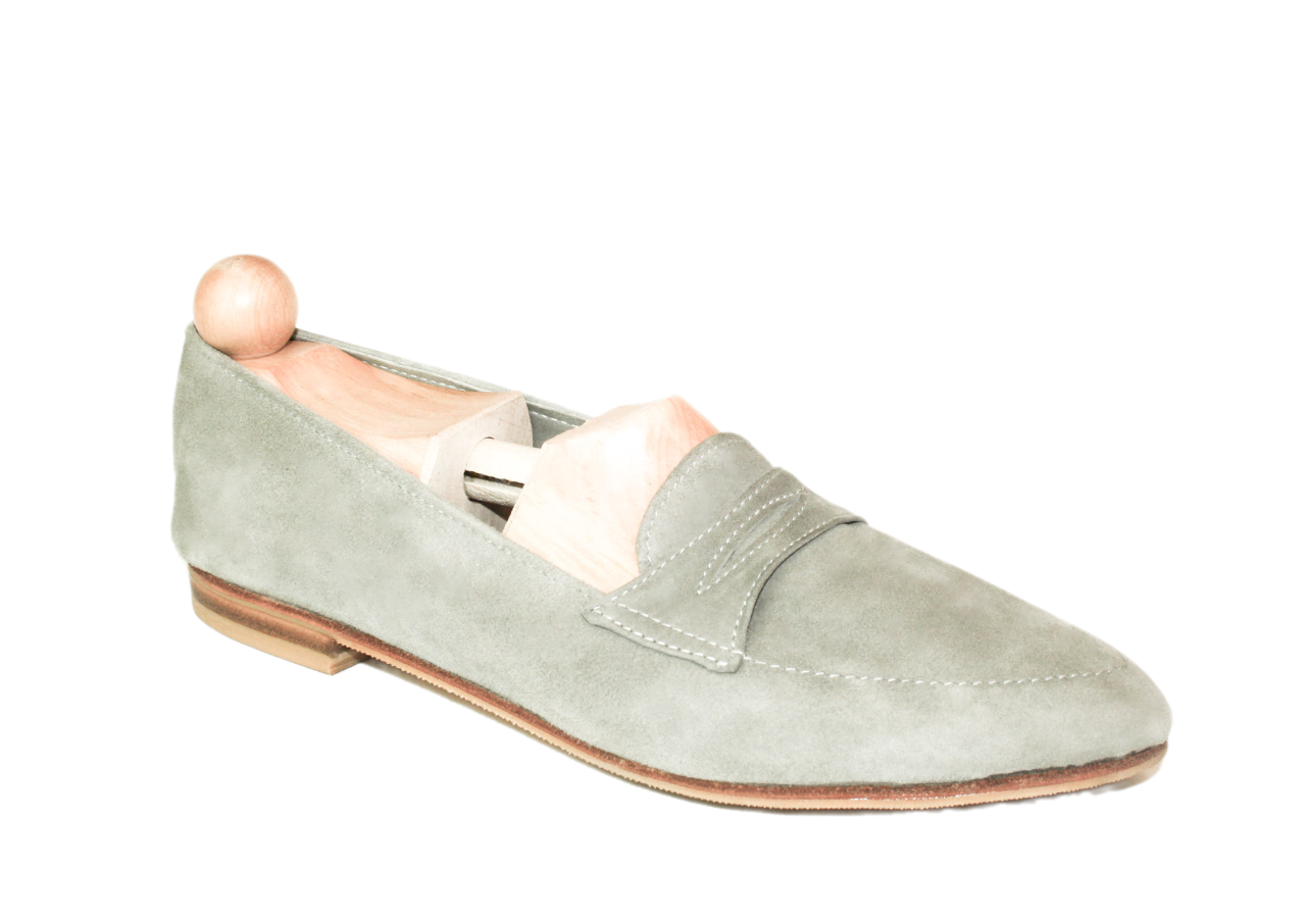Grey suede loafer model