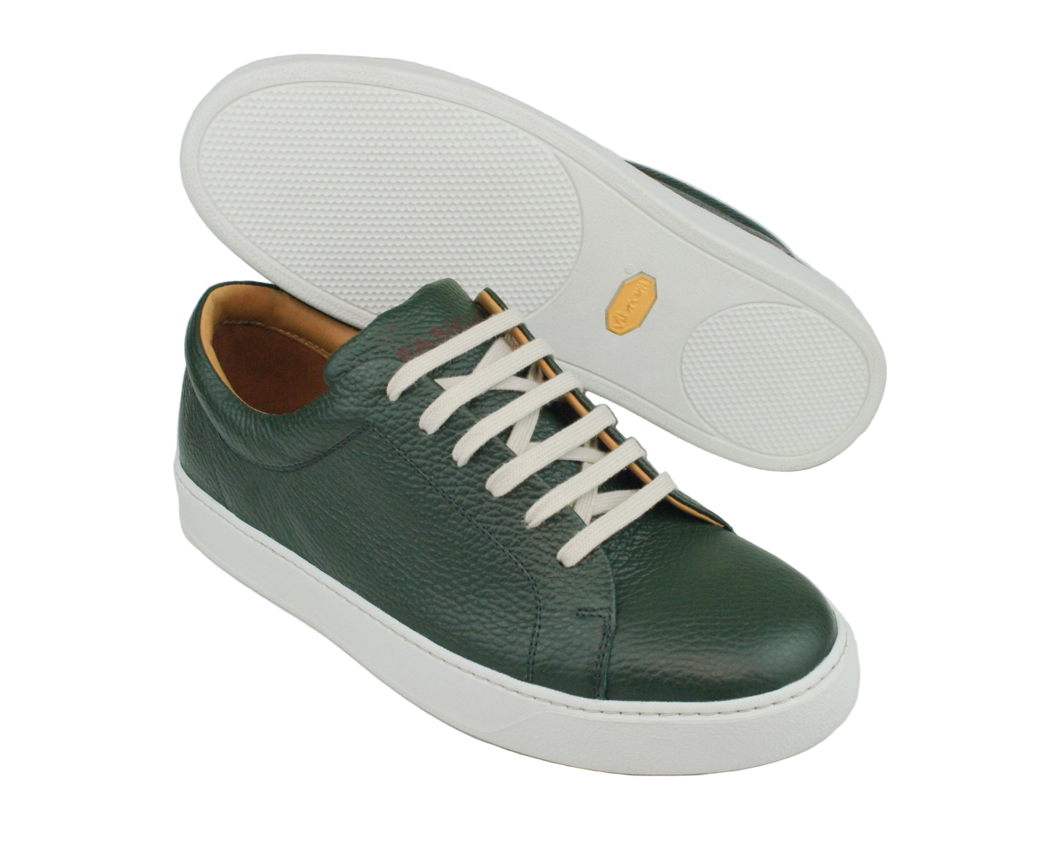 Exclusive dark green sneaker with white sole