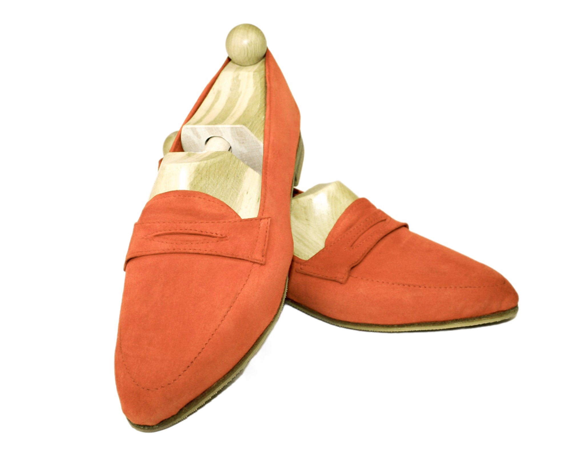 Corall red suede loafer model