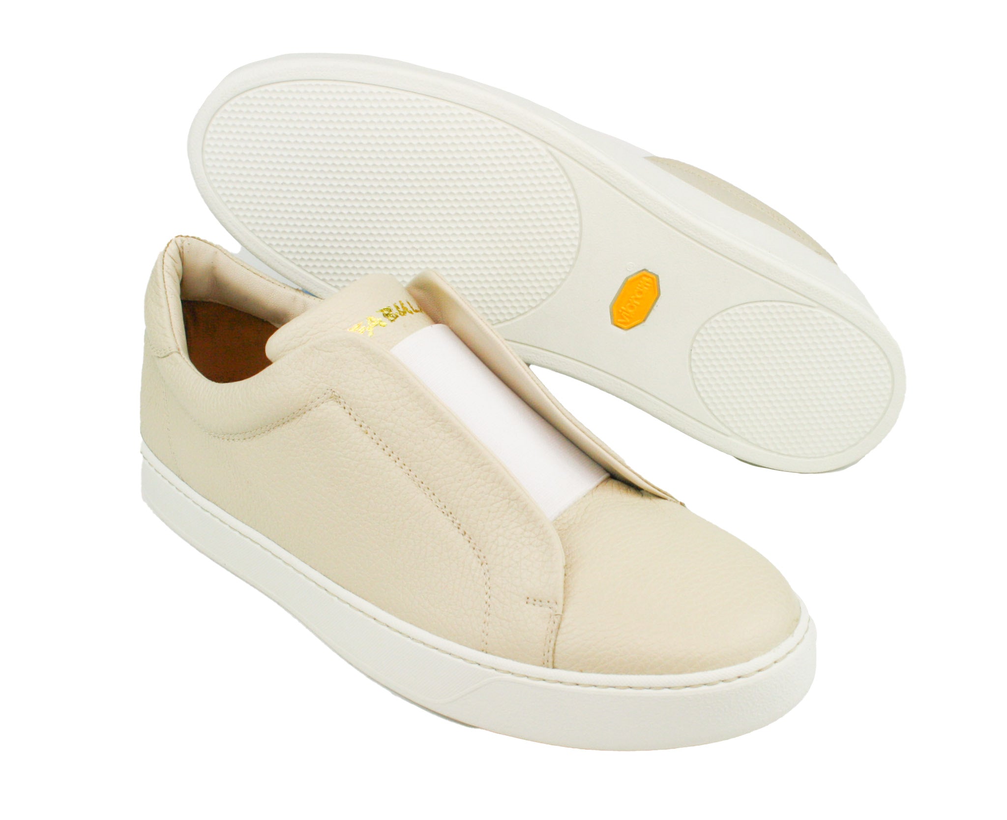 Exclusive light beige sneaker with white sole