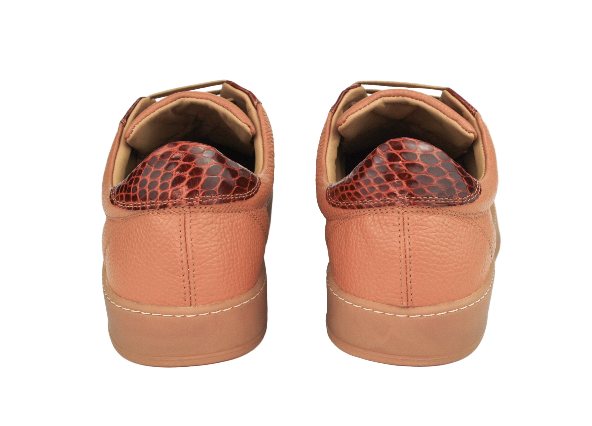 Exclusive brown sneaker combined with brown crocodile leather and beige sole
