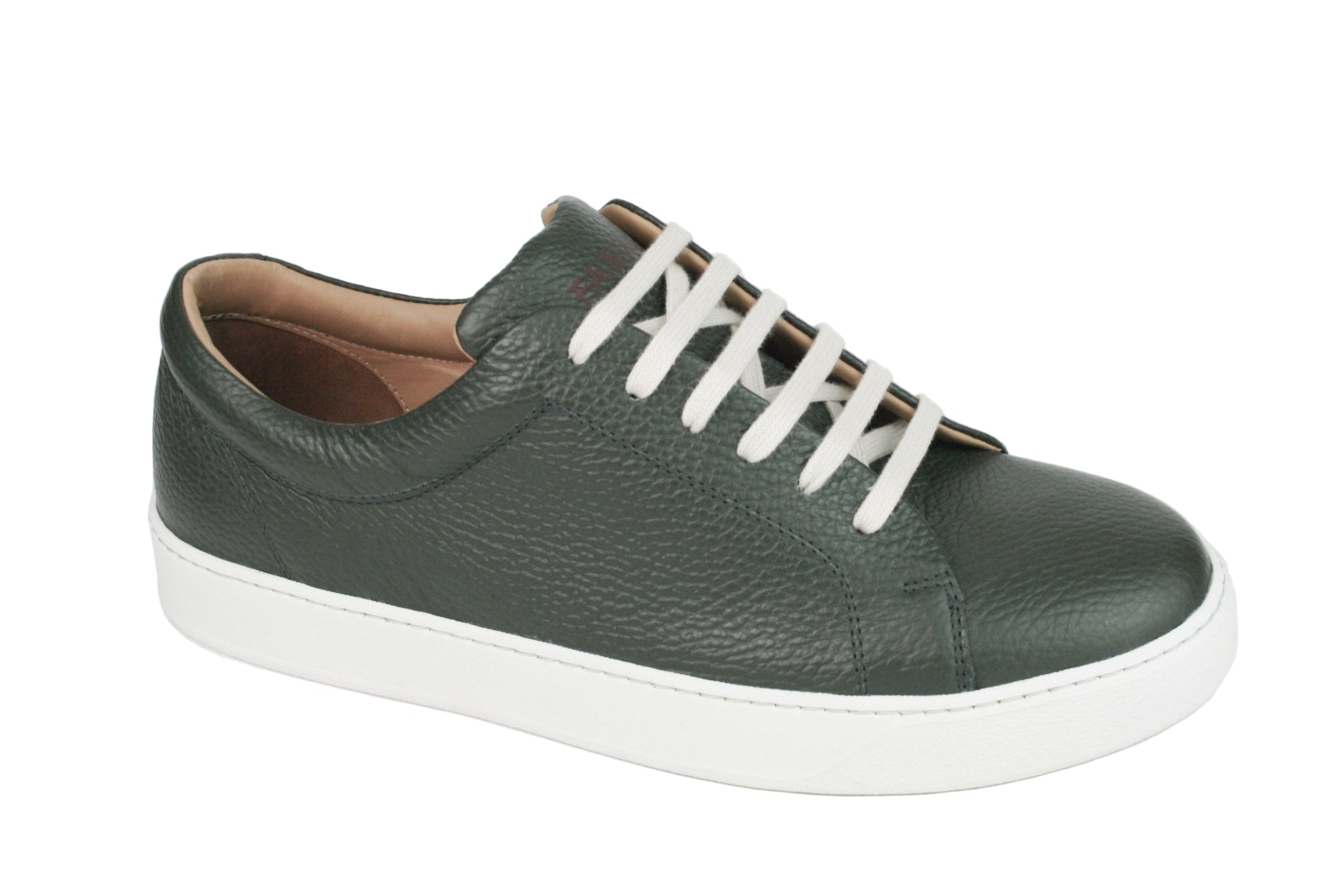 Exclusive dark green sneaker with white sole