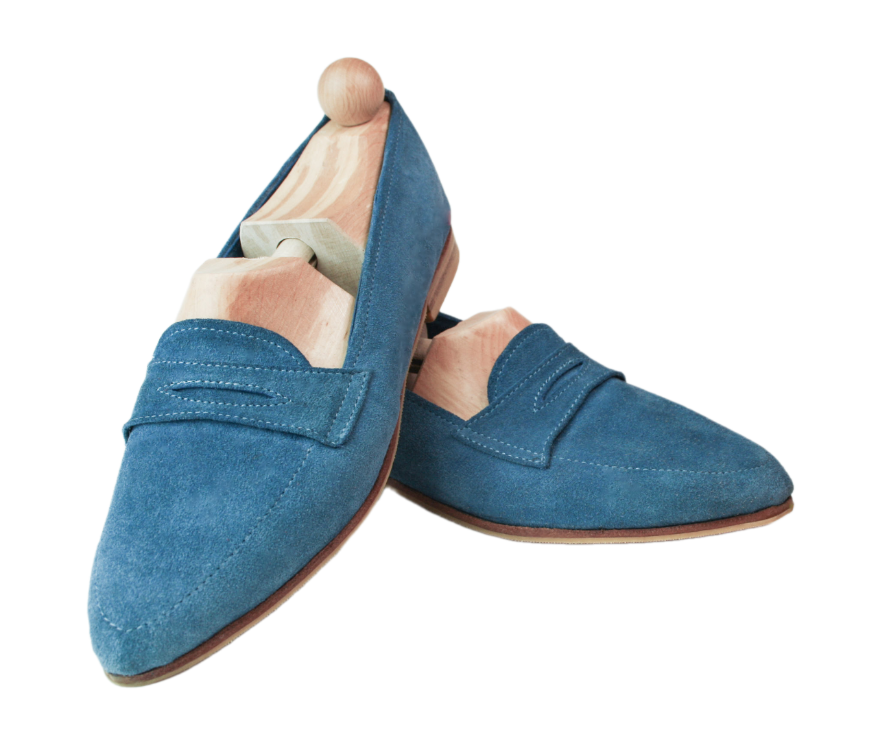 Blue suede loafer model
