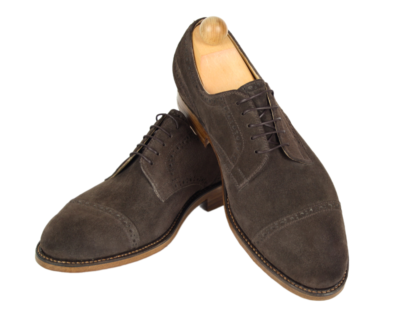 Classic dark brown suede Vienna model